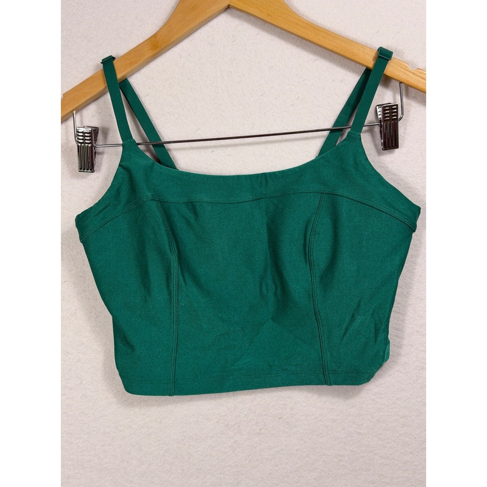 OFFLINE by Aerie Recharge Sports Bra Womens Medium Green Ribbed Longline Top